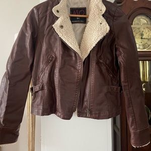 Vintage Members Only leather bomber jacket with Sherpa lining